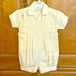 Infant Boy’s 2 piece outfit in Cream by Willbeth